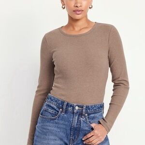 Plush Knit Long Sleeve T-Shirt in Mushroom